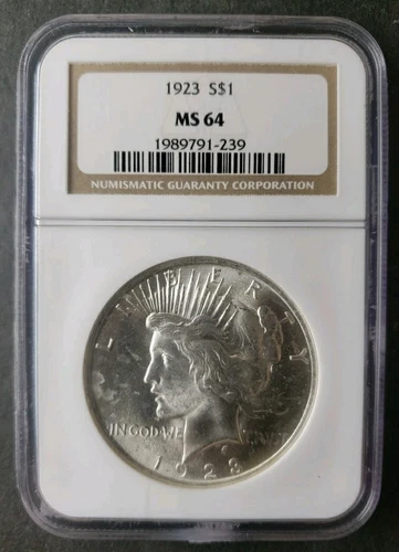 1923 $1 Peace Silver Dollar NGC MS64