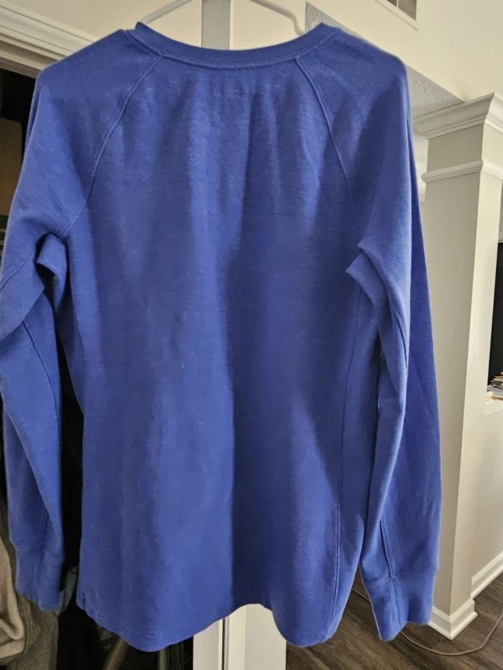 Pullover para mujer Duluth Trading Co azul cola larga waffle Henley manga larga Foto 2 de 4
