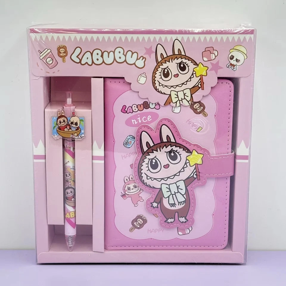 Lindo Cuaderno y Bolígrafo Kawaii Set de Regalo - Caja de Papelería Rosa y Beige Foto 3 de 4