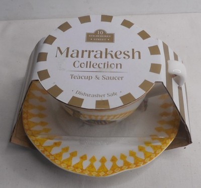 Marrakesh Collection Tea Cup & Saucer Camel Blue 10 Strawberry Street Multicolor