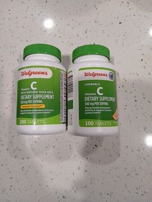 2 Of Walgreens Chewable Vitamin C 500 mg Tablets (100 days) Natural Orange