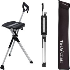 New STEP2GOLD Ta-Da Chair S2 Series 2 Walking Stick Cane With Seat 32.3" Black
