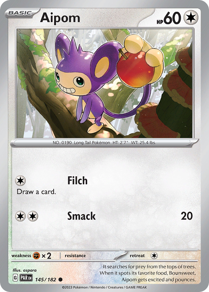 Aipom 145/182 Reverse Holo Common Paradox Rift Pokemon Near Mint