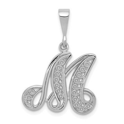10k Weißgold filigraner Initialen M Anhänger 1,52g, L-30mm, 17mm für Mama
