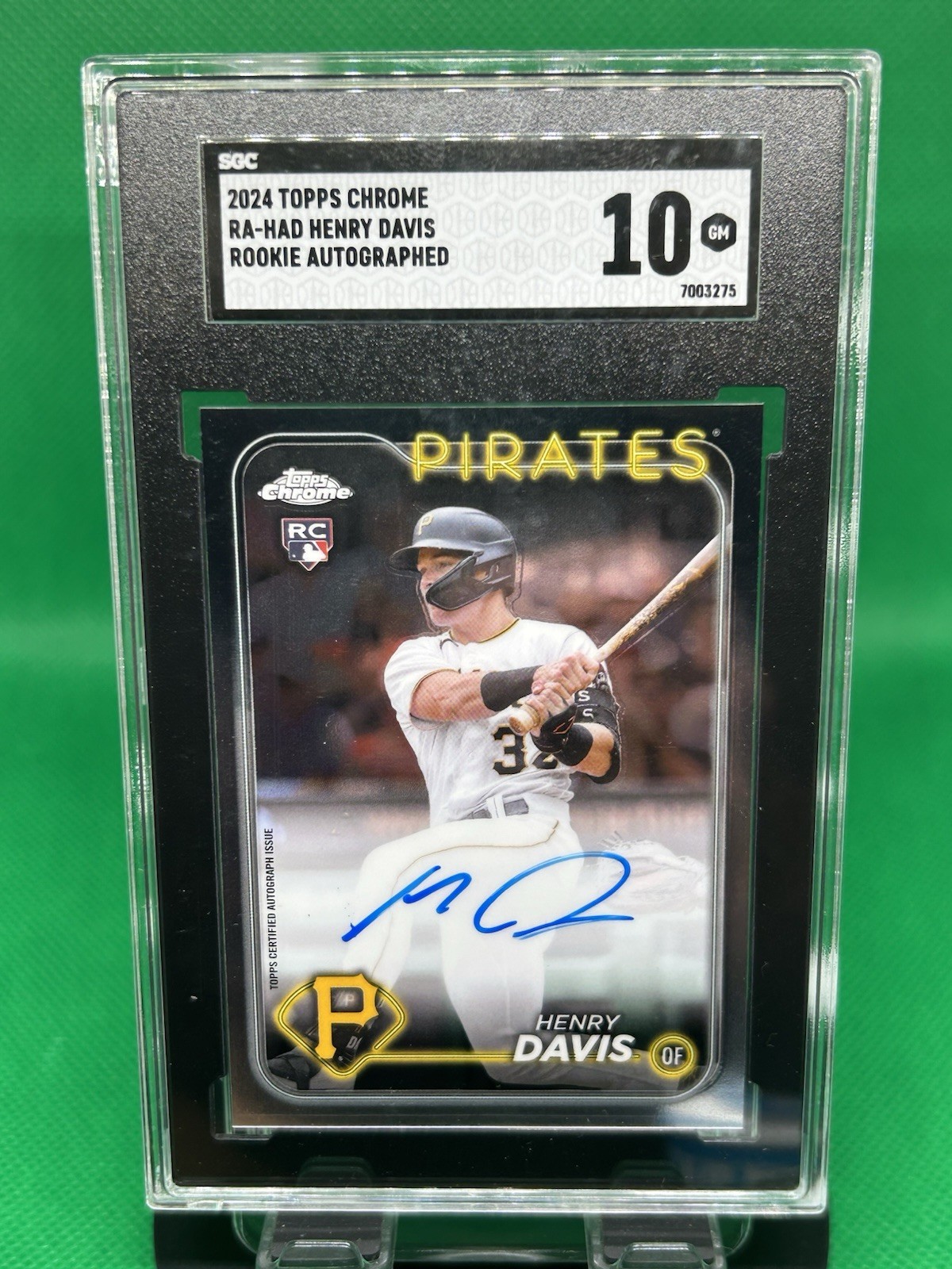 2024 Topps Chrome Rookie Autographs Henry Davis #RA-HAD (AU, RC) Pirates SGC 10