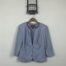 Alex Evenings Petite Periwinkle Blue Glitter Knit Evening Jacket Size 10P Flaw