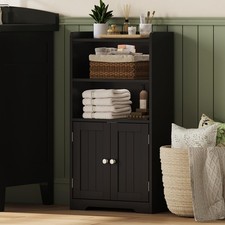 ChooChoo Small Bathroom Storage Cabinet with 2 15.75W 7.87D 30.71H, Black