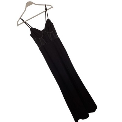 NWT Lulus Women Regal Flirt Mesh Bustier Sultry Mentality Maxi Dress Black Small