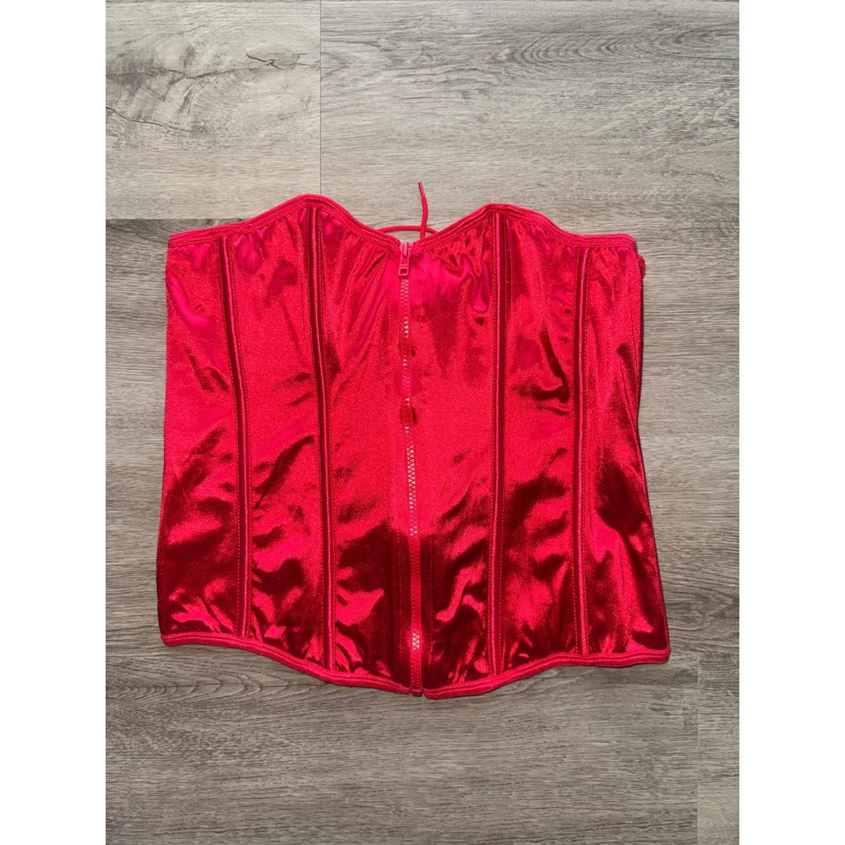 Seven 'til Midnight Lace & Satin Bustier And Thong Set Plus Size