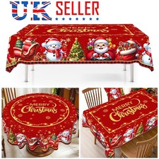 Christmas Red Tablecloth Santa Snowman Xmas Dining Table Cover Holiday Decor UK