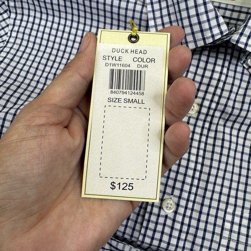 Camicia uomo abbottonata testa d'anatra nuova taglia small blu bianca quadri manica lunga - Foto 15 di 19