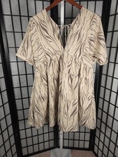 Mustard Seed Resort Safari Chic Zebra Print Boho Tiered Babydoll Dress Medium