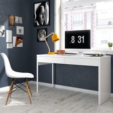 Scrivania ufficio reversibile con cassetti e gamba in metallo laccata bianca