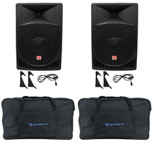  2 Rockville RPG15 15" Powered 2000w DJ PA Speakers Weatherproof Speaker Bags