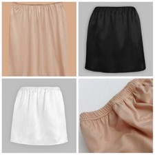 Mini Safety Skirt Satin Half Slip Underskirt Petticoat Under Dress Skirt Women