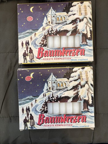 Baumkerzen Full Box 20 Christmas Tree Candles White Made In West Germany - Picture 3 of 7
