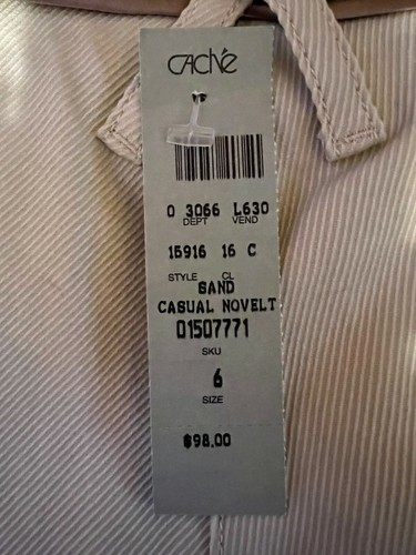 NWT Cache Tan Capri Pants with Gold Buttons and Bronze Braid Accents - Size 6 - Picture 8 of 8