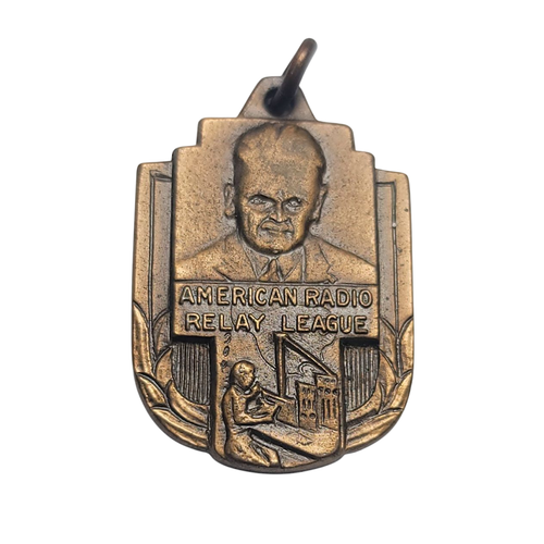 1938 ARRL Award American Radio Relay League Robbins Co Pin Necklace Slide T16 - Picture 3 of 4