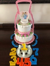 Vintage Fisher Price Fun with Food Create a Wedding and Birthday Cake Play Set 