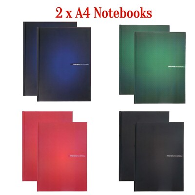 2Pack Hardback Notebooks A4 Ruled with 8mm Feint Margin Hardcover ...