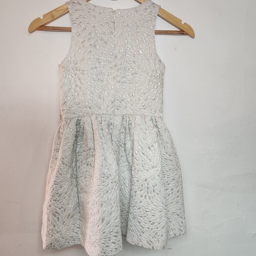 Max Studio Girl's Ivory Silver Pearl Beaded Brocade Party Dress Size 7 - Picture 6 of 6