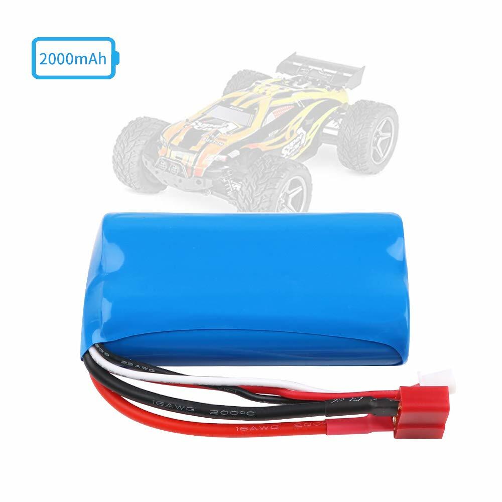 7,4V 2000mAh Akku 2S Li-Ion Battery T Plug mit USB Ladegerät für RC Auto Truck