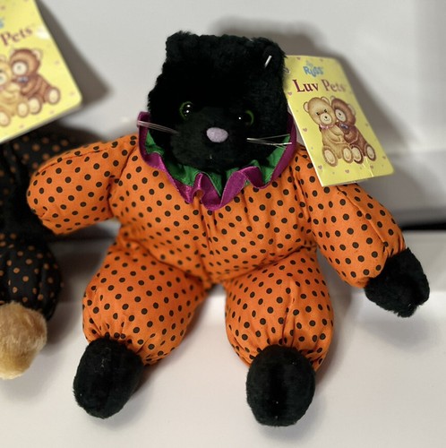 Russ Luv Pets Halloween Shadow Black Cat And Baby Boo Bear Vintage 8" Plush/bean - Picture 4 of 6