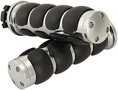 Premium Motorcycle Hand Grips 7/8" Chrome Black - Fits Suzuki, Kawasaki, Yamaha - Picture 3 of 9