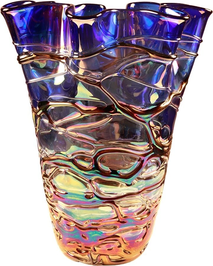 12x14" Art Glass Vase Hand Made Hand Blown Glass Stunning Colors Shape Design
Opens in a new window