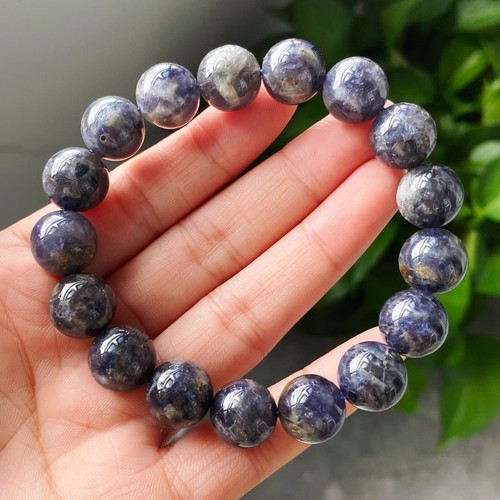 12.5mm Natural Lolite Cordierite Gemstone Beads Bracelet C1207 - Picture 5 of 6