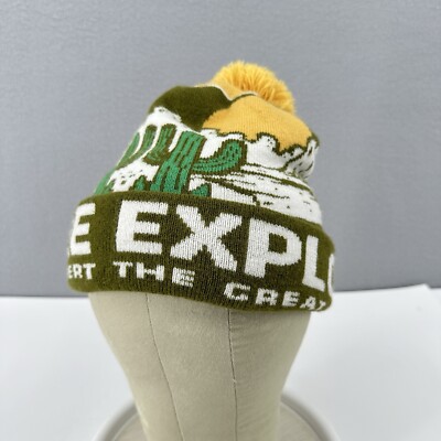 Explore the Great Desert Pom Cuffed Knit Beanie Stocking Ski Cap Hat Adult OS