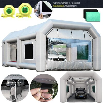 28X15X10Ft Inflatable Spray Booth Paint Tent 2X950W Blowers Additional Filters