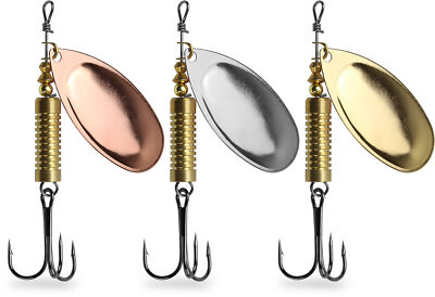 3er Set Raubfisch Spinner 14 g mit Drillingshaken (Gr. 2) für Hecht und Zander