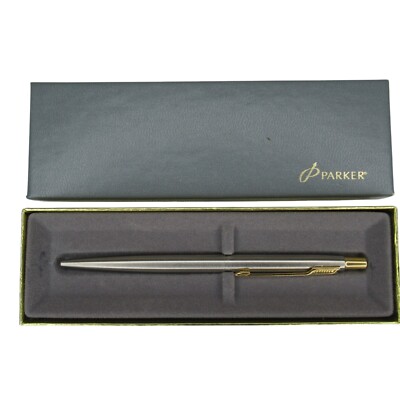 Parker Jotter Ballpoint Pen Stainless Steel Silver & Gold Boxed Vintage