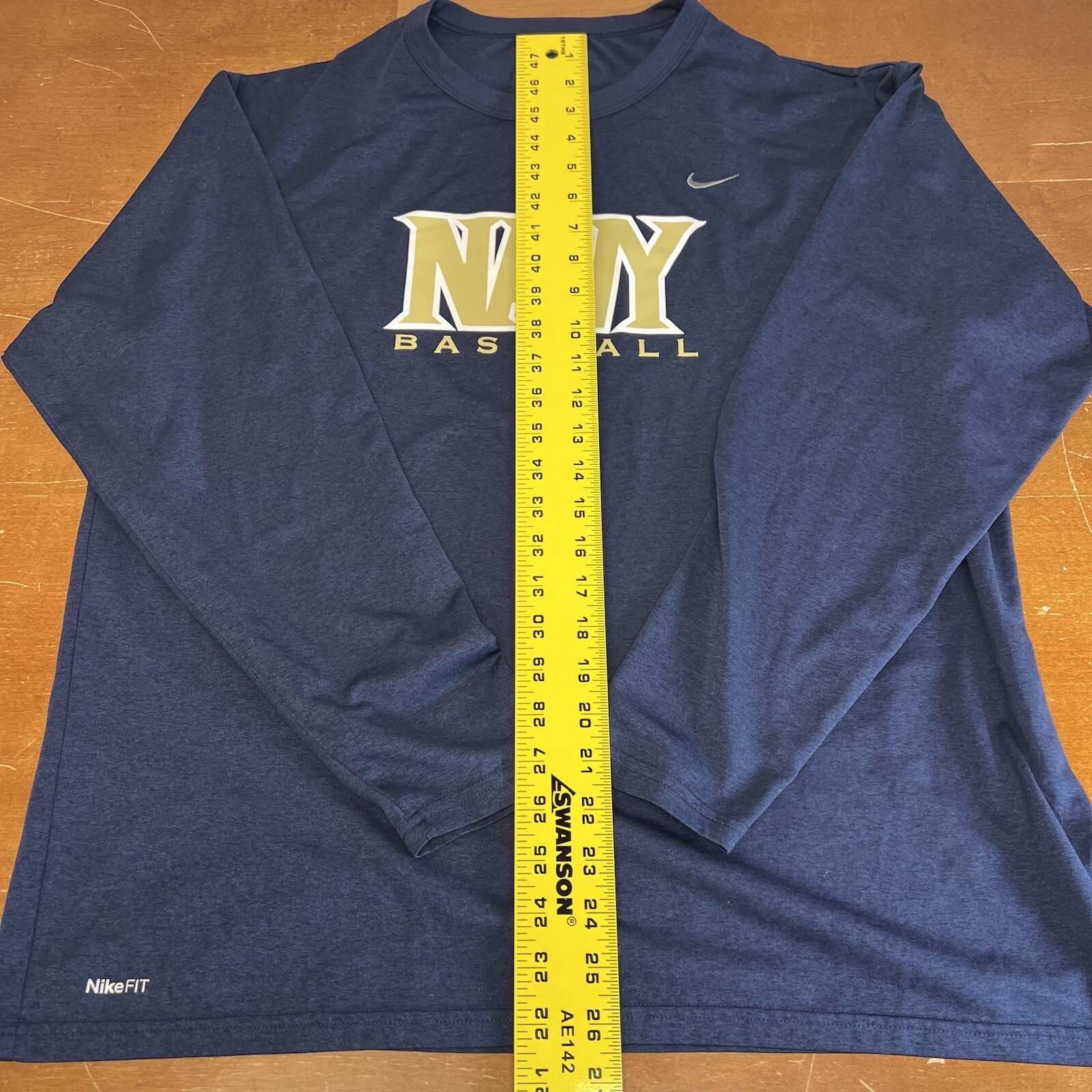 Navy Midshipmen Shirt Mens Large Blue Long Sleeve Baseball Dri Fit Nike