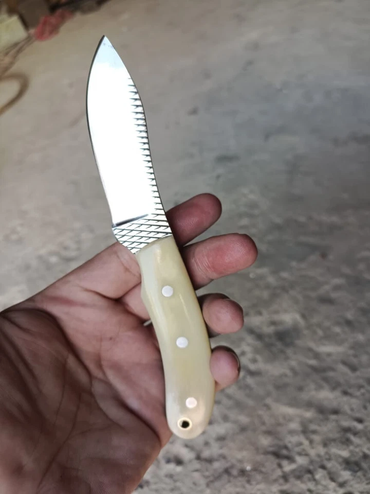 HANDFORGED CUSTOM HUNTING COWBOY SKINNER KNIFE WITH  BONE HANDLE&SHEATH - Image 3 of 4