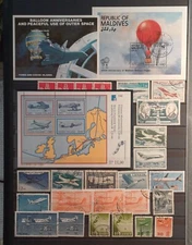 WORLD WIDE COLLECTION AIR MAIL STAMPS BALOONS ZEPPELIN AIRCRAFT SHEETS 8 PAGES