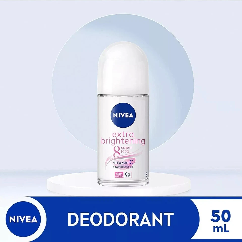 Nivea Extra Whitening Roll On 8 Super Food, Vitamina C Colágeno Booster 50ml x 3 Foto 3 de 4