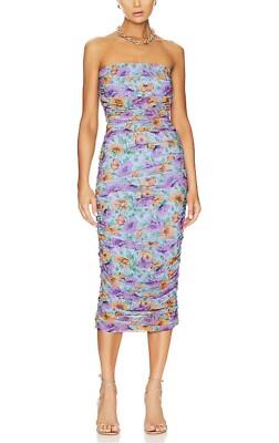 veronica beard strapless ruched dress Veronica Beard for FWRD Strapless Ruched Dress in Black & White