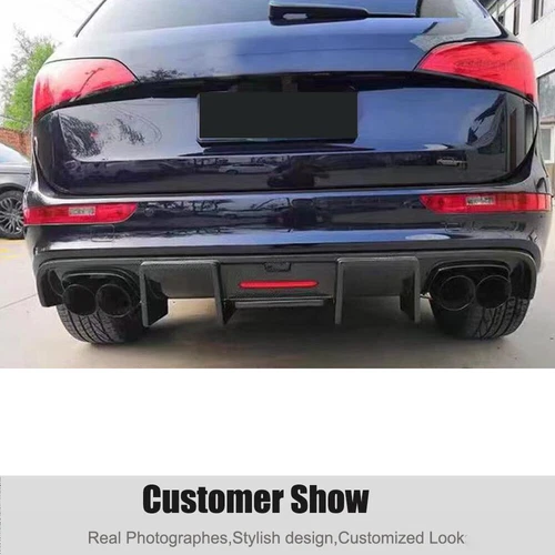 Labio difusor de parachoques trasero de carbono real con luces LED para Audi Q5 SQ5 2012-2018 - Imagen 3 de 9