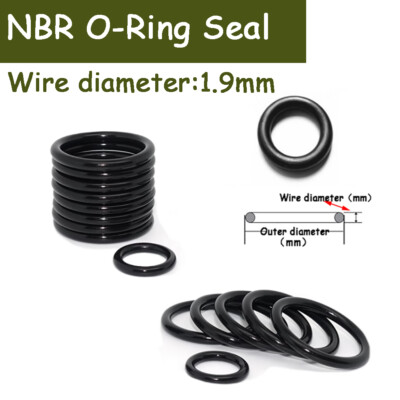 1.9mm Nitrile Rubber NBR O Ring Seals 5mm~140mm OD Oil Resistant Seals Black