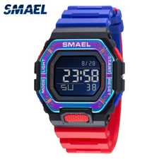 SMAEL Sport Watch Men Chronograph Alarm Digital Wristwatch Rectangle LED Watches
