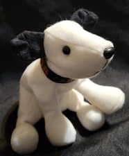 DAKIN white black CHIPPER THE PUPPY DOG 6  RCA mascot advertising plush 1992