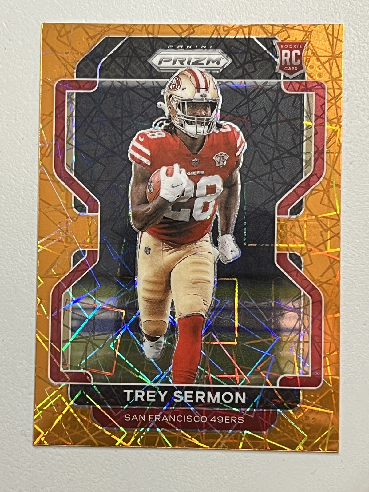 Trey Sermon RC Prizm Orange Laser 2021 Panini Prizm #354 San Francisco 49ers