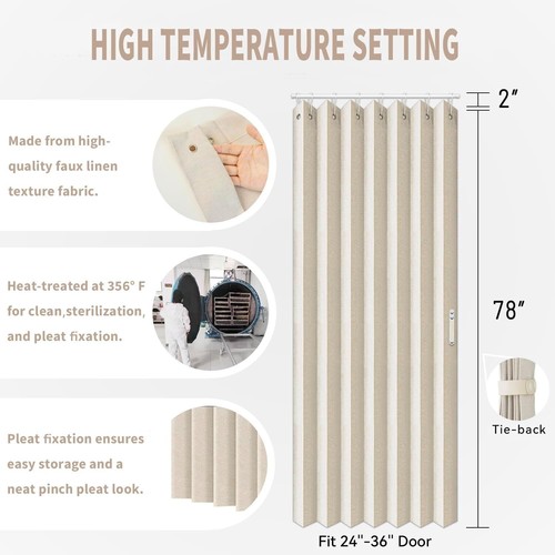 Closet Curtains, Accordion Style Door Curtains for Doorways, Pleated Folding Doo - Picture 6 of 7