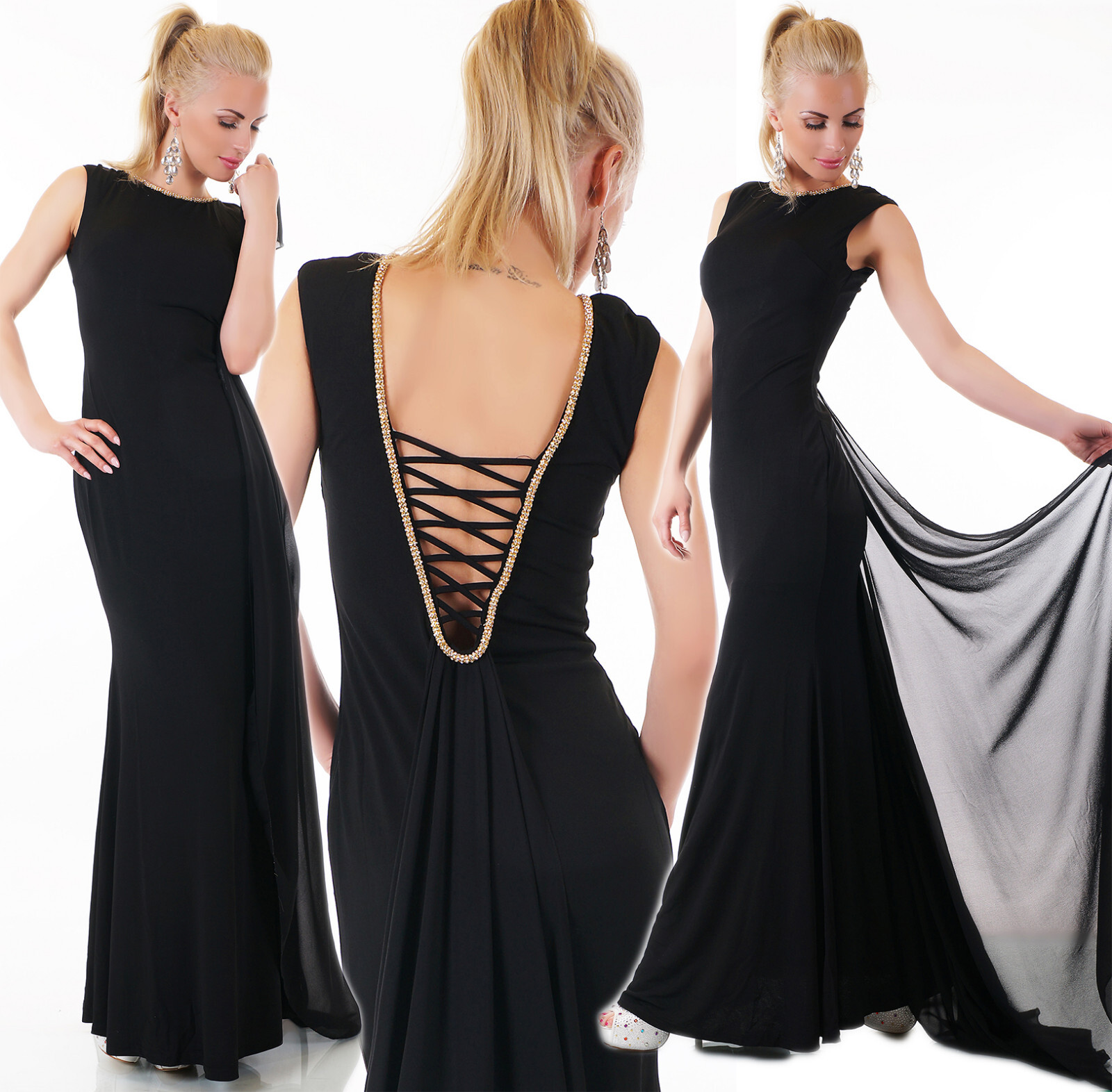 Vestido Largo Vestido Mujer Capilla Joya Pedrería Ceremonia Elegante Noche Nuevo