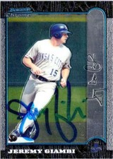 Jeremy Giambi autographed baseball card (Royals) 1999 Bowman Chrome #168