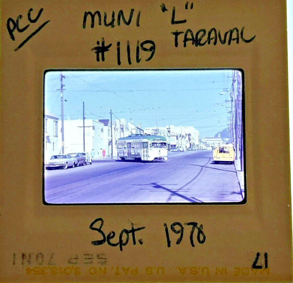 Tranvía San Francisco MUNI 'L' coche en Taraval c.1976 35 mm Foto 2 de 3