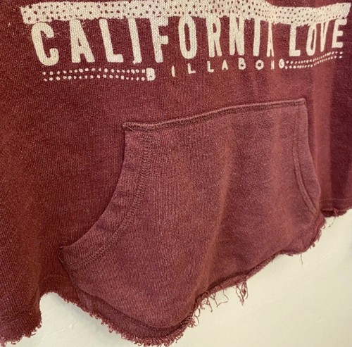 Billabong California Love Women’s Pullover Hoodie Maroon Small Sweater - Picture 3 of 5