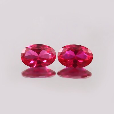 Extremely Fine 6x4 MM Natural Flawless Burma Ruby Loose Oval Gemstone Cut Pair